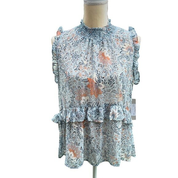 LIZARD THICKET Women's Halter Neck Top‎ L Floral Print Sleeveless Tunic Blouse - Picture 1 of 13